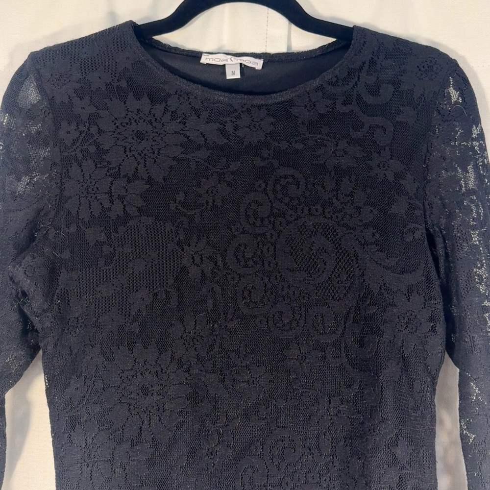 Moa Moa Y2K Black Lace Long Sleeve Top - Picture 3 of 6